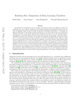 Rawlsian Fair Adaptation of Deep Learning Classifiers