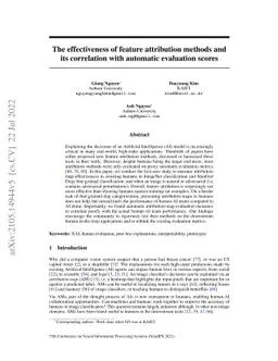 The effectiveness of feature attribution methods and its correlation
  with automatic evaluation scores