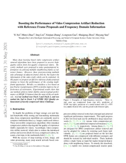 Boosting the Performance of Video Compression Artifact Reduction with
  Reference Frame Proposals and Frequency Domain Information
