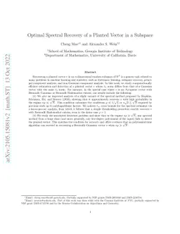Optimal Spectral Recovery of a Planted Vector in a Subspace
