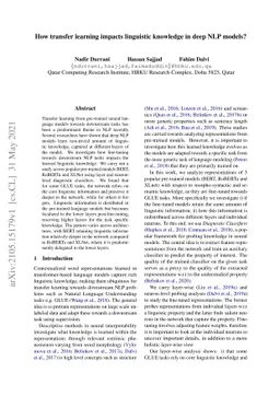 How transfer learning impacts linguistic knowledge in deep NLP models?