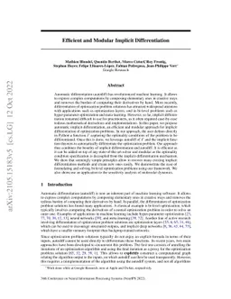 Efficient and Modular Implicit Differentiation