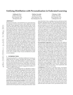 Unifying Distillation with Personalization in Federated Learning