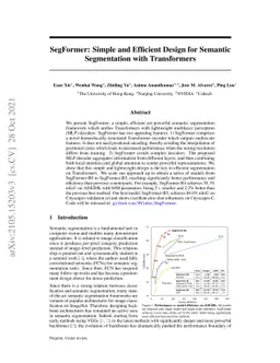 SegFormer: Simple and Efficient Design for Semantic Segmentation with
  Transformers