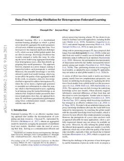 Data-Free Knowledge Distillation for Heterogeneous Federated Learning