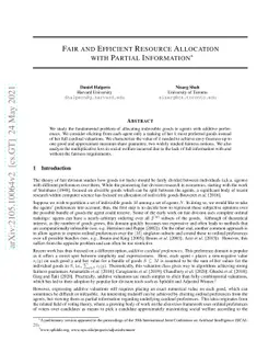 Fair and Efficient Resource Allocation with Partial Information