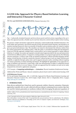 A GAN-Like Approach for Physics-Based Imitation Learning and Interactive
  Character Control