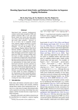 Boosting Span-based Joint Entity and Relation Extraction via Squence
  Tagging Mechanism