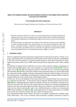 Reduced-Order-Model-Based Feedback Design for Thruster-Assisted Legged
  Locomotion