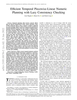 Efficient Temporal Piecewise-Linear Numeric Planning with Lazy
  Consistency Checking
