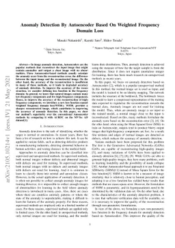 Anomaly Detection By Autoencoder Based On Weighted Frequency Domain Loss
