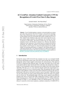 AC-CovidNet: Attention Guided Contrastive CNN for Recognition of
  Covid-19 in Chest X-Ray Images