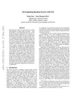 On Explaining Random Forests with SAT