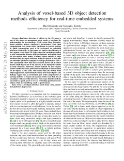 Analysis of voxel-based 3D object detection methods efficiency for
  real-time embedded systems