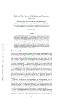Definite Non-Ancestral Relations and Structure Learning