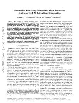 Hierarchical Consistency Regularized Mean Teacher for Semi-supervised 3D
  Left Atrium Segmentation