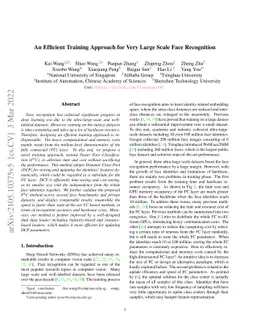 An Efficient Training Approach for Very Large Scale Face Recognition