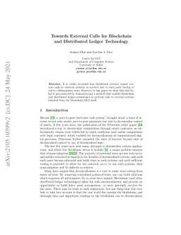 Towards External Calls for Blockchain and Distributed Ledger Technology