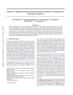 HyFed: A Hybrid Federated Framework for Privacy-preserving Machine
  Learning