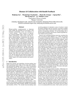 Human-AI Collaboration with Bandit Feedback