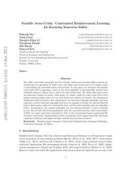 Feasible Actor-Critic: Constrained Reinforcement Learning for Ensuring
  Statewise Safety