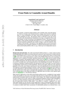 From Finite to Countable-Armed Bandits