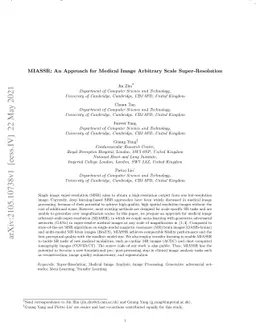 MIASSR: An Approach for Medical Image Arbitrary Scale Super-Resolution