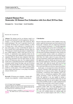 Adapted Human Pose: Monocular 3D Human Pose Estimation with Zero Real 3D
  Pose Data