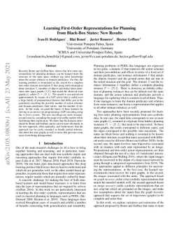 Learning First-Order Representations for Planning from Black-Box States:
  New Results