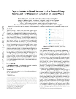 DepressionNet: A Novel Summarization Boosted Deep Framework for
  Depression Detection on Social Media