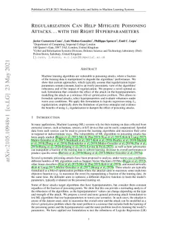 Regularization Can Help Mitigate Poisoning Attacks... with the Right
  Hyperparameters