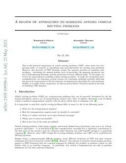 A review of approaches to modeling applied vehicle routing problems