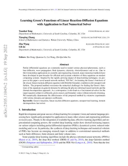 Learning Green's Functions of Linear Reaction-Diffusion Equations with
  Application to Fast Numerical Solver