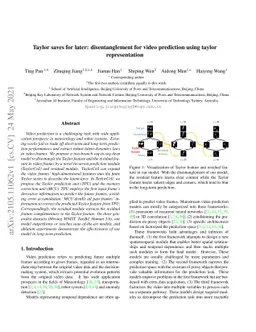 Taylor saves for later: disentanglement for video prediction using
  Taylor representation