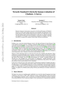 Towards Standard Criteria for human evaluation of Chatbots: A Survey
