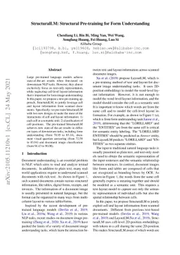StructuralLM: Structural Pre-training for Form Understanding