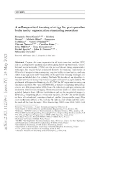 A self-supervised learning strategy for postoperative brain cavity
  segmentation simulating resections