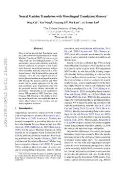 Neural Machine Translation with Monolingual Translation Memory