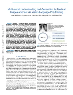 Multi-modal Understanding and Generation for Medical Images and Text via
  Vision-Language Pre-Training