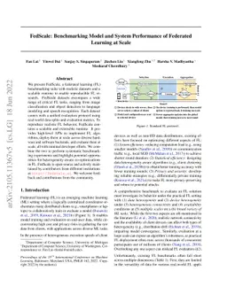 FedScale: Benchmarking Model and System Performance of Federated
  Learning at Scale