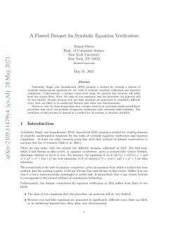 A Flawed Dataset for Symbolic Equation Verification