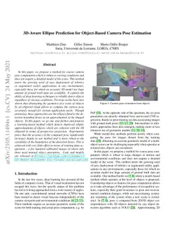3D-Aware Ellipse Prediction for Object-Based Camera Pose Estimation