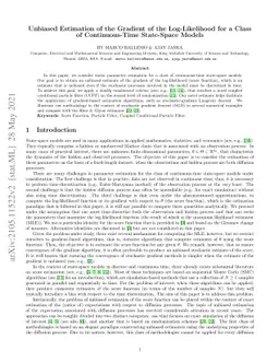 Unbiased Estimation of the Gradient of the Log-Likelihood for a Class of
  Continuous-Time State-Space Models
