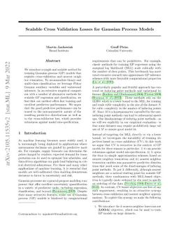 Scalable Cross Validation Losses for Gaussian Process Models