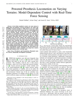 Powered Prosthesis Locomotion on Varying Terrains: Model-Dependent
  Control with Real-Time Force Sensing