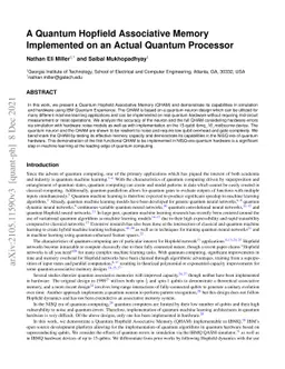 A Quantum Hopfield Associative Memory Implemented on an Actual Quantum
  Processor