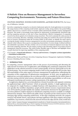 A Holistic View on Resource Management in Serverless Computing
  Environments: Taxonomy and Future Directions
