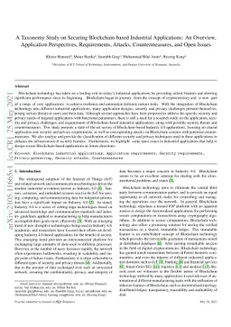 A Taxonomy Study on Securing Blockchain-based Industrial Applications:
  An Overview, Application Perspectives, Requirements, Attacks,
  Countermeasures, and Open Issues