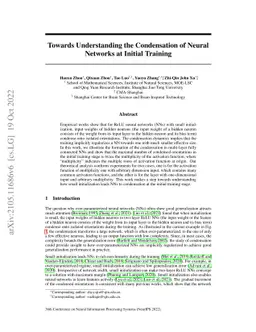 Towards Understanding the Condensation of Neural Networks at Initial
  Training