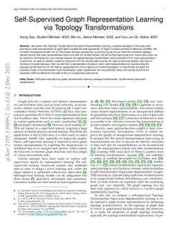 Self-Supervised Graph Representation Learning via Topology
  Transformations